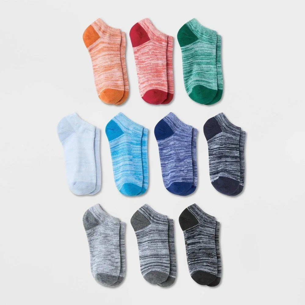Cat & Jack Boys' 10pk Lightweight No Show Socks Size Small 5.5-8.5
